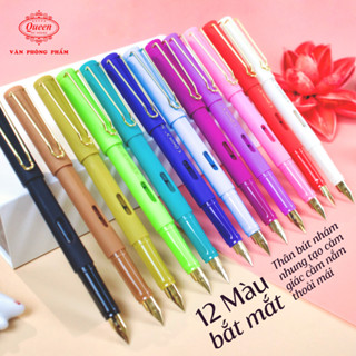 Bút máy ngòi trơn nét nhỏ tròn đều Queen FP17-1  12 Màu bút  - Kiểm soát nét mực nhỏ Viết êm mượt. 
