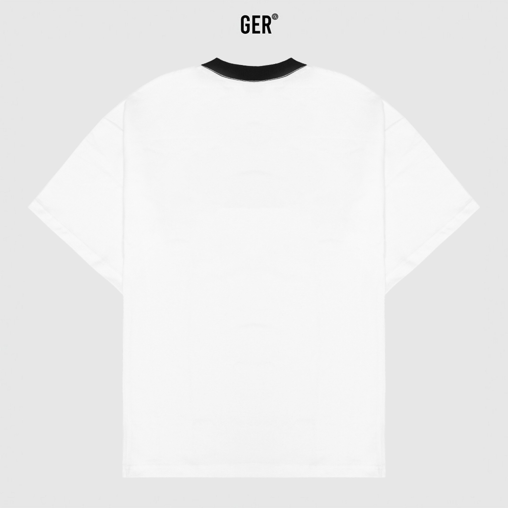 Áo thun phối cổ GER Blur White Black