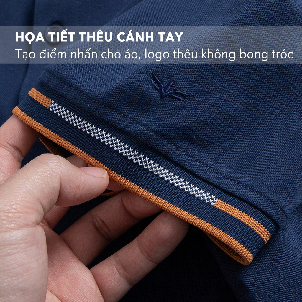 Áo Polo Nam Lebro Chất Liệu Cotton CVC, Form Slim Fit Co Giãn Thoáng Khí Phối Họa Tiết Cổ Tay Áo TPL23-02B