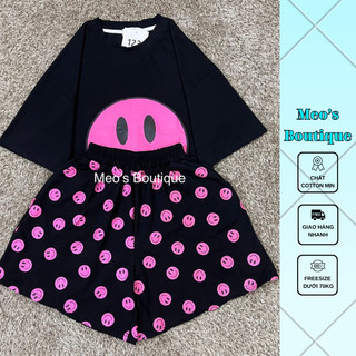 Sét đồ bộ quần đùi áo thun nữ cotton tàu hình mặt cười mặc nhà dễ thương - Meo’s Boutique 12.
