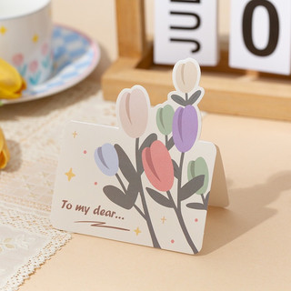 Set 5 thiệp giấy hoạ tiết hoa tulip chúc mừng đóng gói sản phẩm quà tặng thiệp trang trí lưu niệm