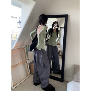 Áo len hở lưng Ulzzang( sẵn xanh)