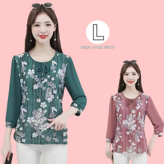 Áo voan hoa trung niên Quảng Châu_ngọc loan shop