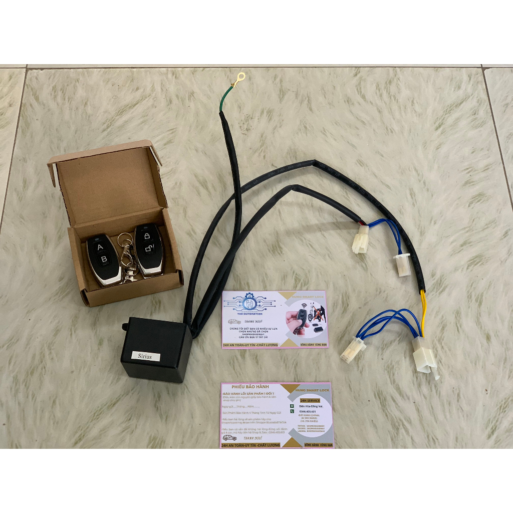 - Khóa Chống Trộm Mở và Tắt xe máy từ xa cho xe SIRIUS - remote bằng kim loại khoảng cách lên đến 200m .