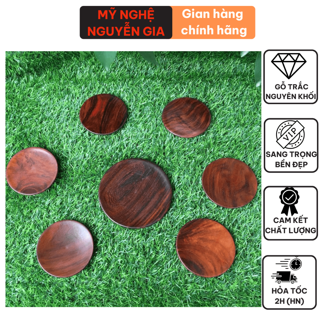 Đĩa gỗ trắc tròn lót ly, lót cốc trà, café làm đồ trang trí coasters bền bỉ sang trọng