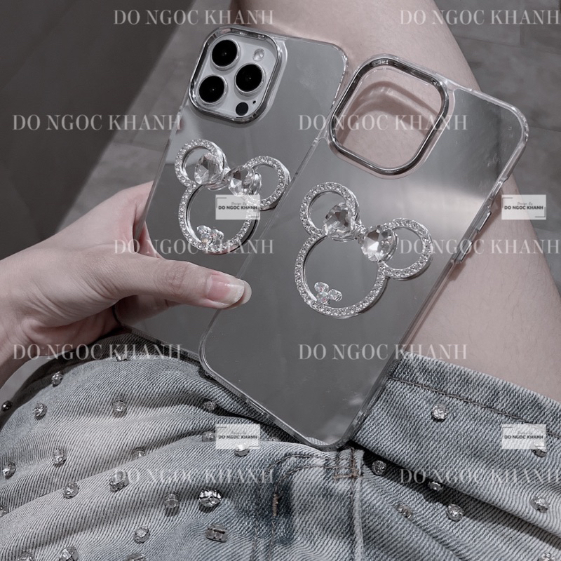 Ốp điện thoại Mickey Gương đính đá
