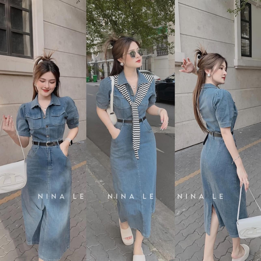 Đầm jeans nữ cực xinh hàng cao cấp với chất vải dày mịn