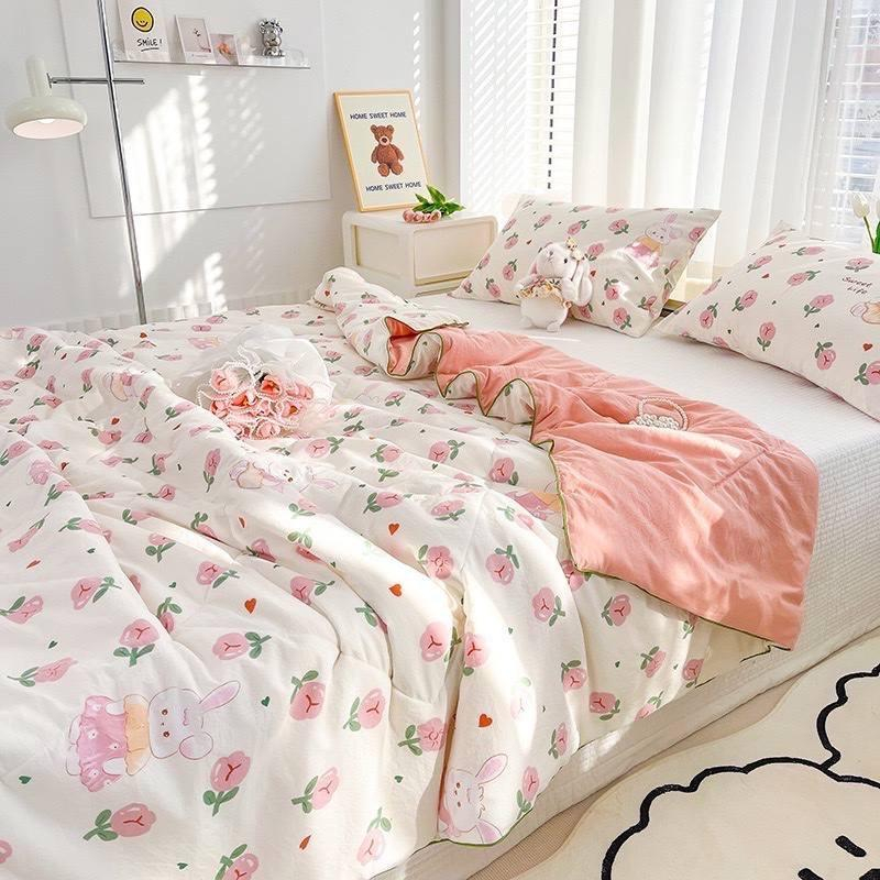 Chăn Hè Cotton Đũi Hizun Ruột Xơ Đậu Nành Chất Vải Thoáng Mịn Dùng 4 Mùa Kích Thước 2mx2m3