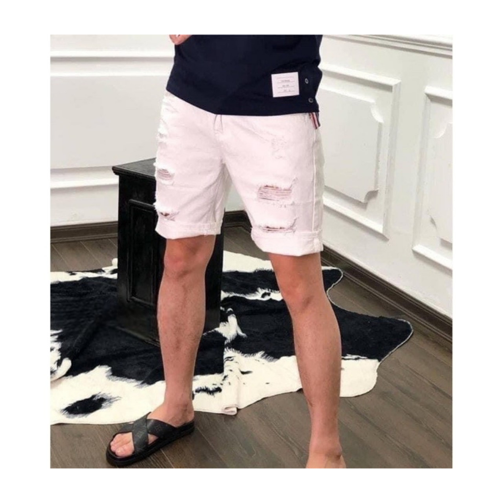 Quần short jean nam rách bụi phong cách  vải dày mềm thấm hút tốt