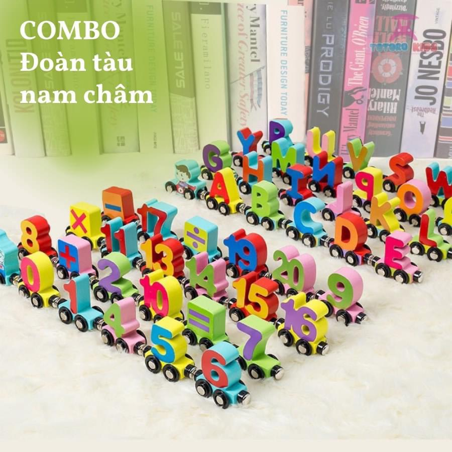 Đoàn Tàu Nam Châm Kéo Chữ Và Số Bằng Gỗ KidsStore, Đồ Chơi Giáo Dục Gỗ Montessori Cho Bé Phát Triển Trí Tuệ Hàng Loại 1