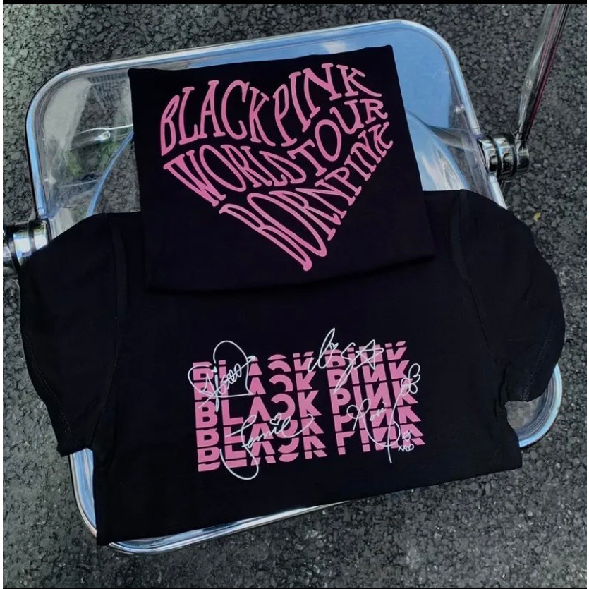 Áo thun unisex nam nữ, chữ kí blackpink siêu cute, áo phông tay lỡ chất cotton thoáng mát