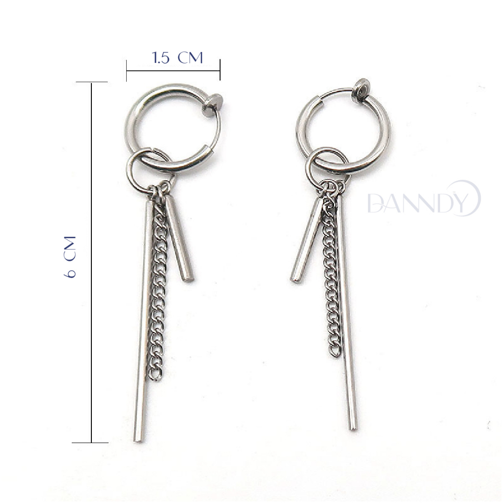 Khuyên Tai Dáng Dài Nam Nữ, Bông Tai Dài Unisex Phong Cách Hàn Quốc, Hoa Tai Dáng Dài Thép Titan Không Gỉ | Dandy