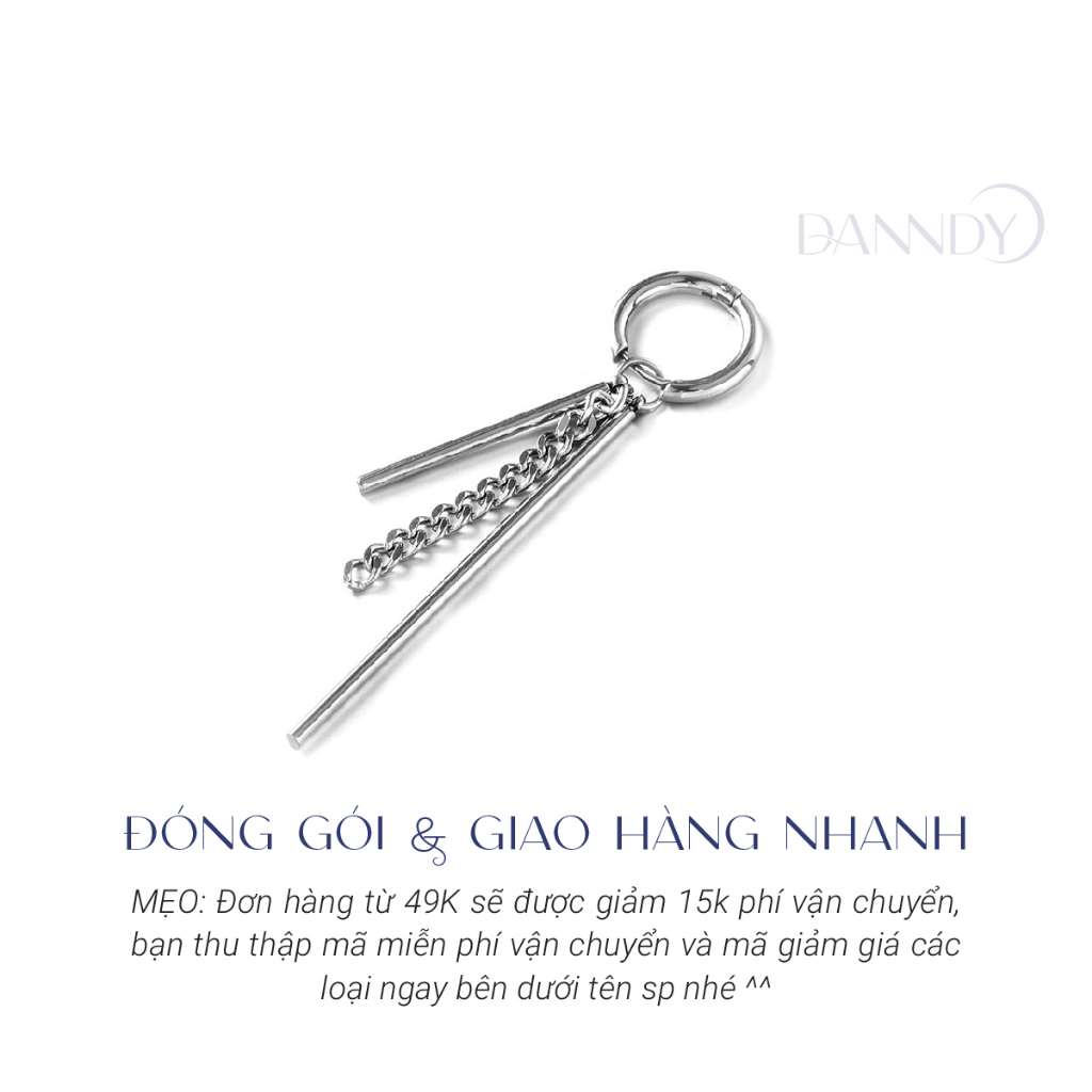 Khuyên Tai Dáng Dài Nam Nữ, Bông Tai Dài Unisex Phong Cách Hàn Quốc, Hoa Tai Dáng Dài Thép Titan Không Gỉ | Dandy