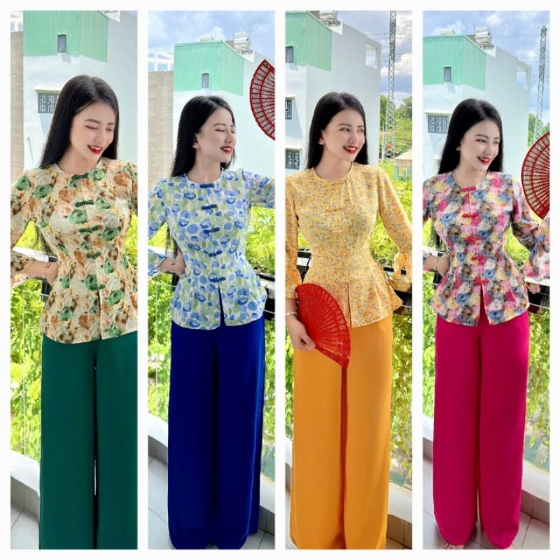 🔥🔥SIÊU HOT🔥🔥BỘ LAM HOA TAY LOE SIZE 40_65KG__PHÁP PHỤC LỤA HOA TAY LOE _BÀ BA HOA TAY LOE__