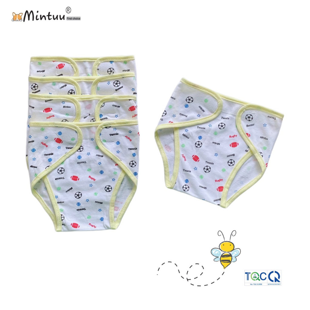 Set 5 tã dán sơ sinh in bông, tã quần chất liệu vải 100% cotton thương hiệu MINTUU