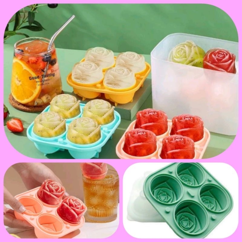 #Hot# Khuôn làm thạch, khay làm đá bằng silicol hình bông hoa hồng- khay mềm dẻo dễ đổ thạch, tạo hình, dễ đổ và lấy đồ