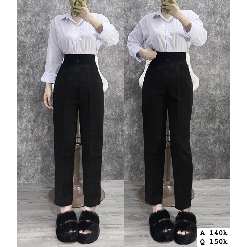 Quần Tây 2 Nút Lưng Siêu Cao