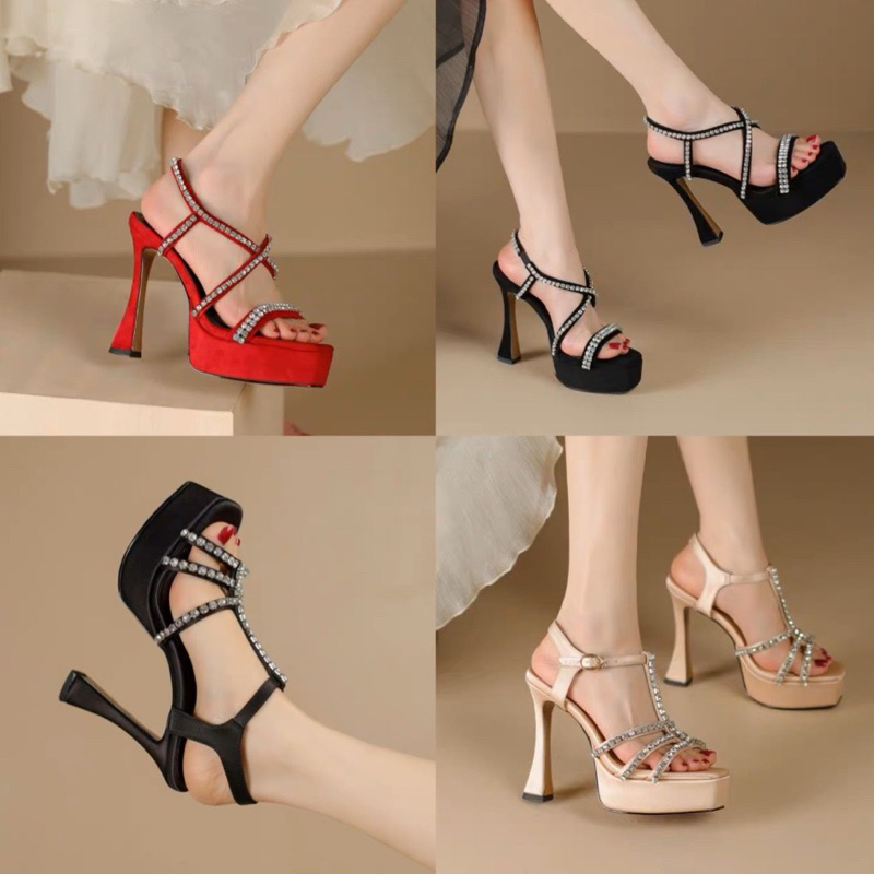 ORDER 🌱 Giày dây đá mảnh đế đúp gót  12cm 34-39 * ảnh thật