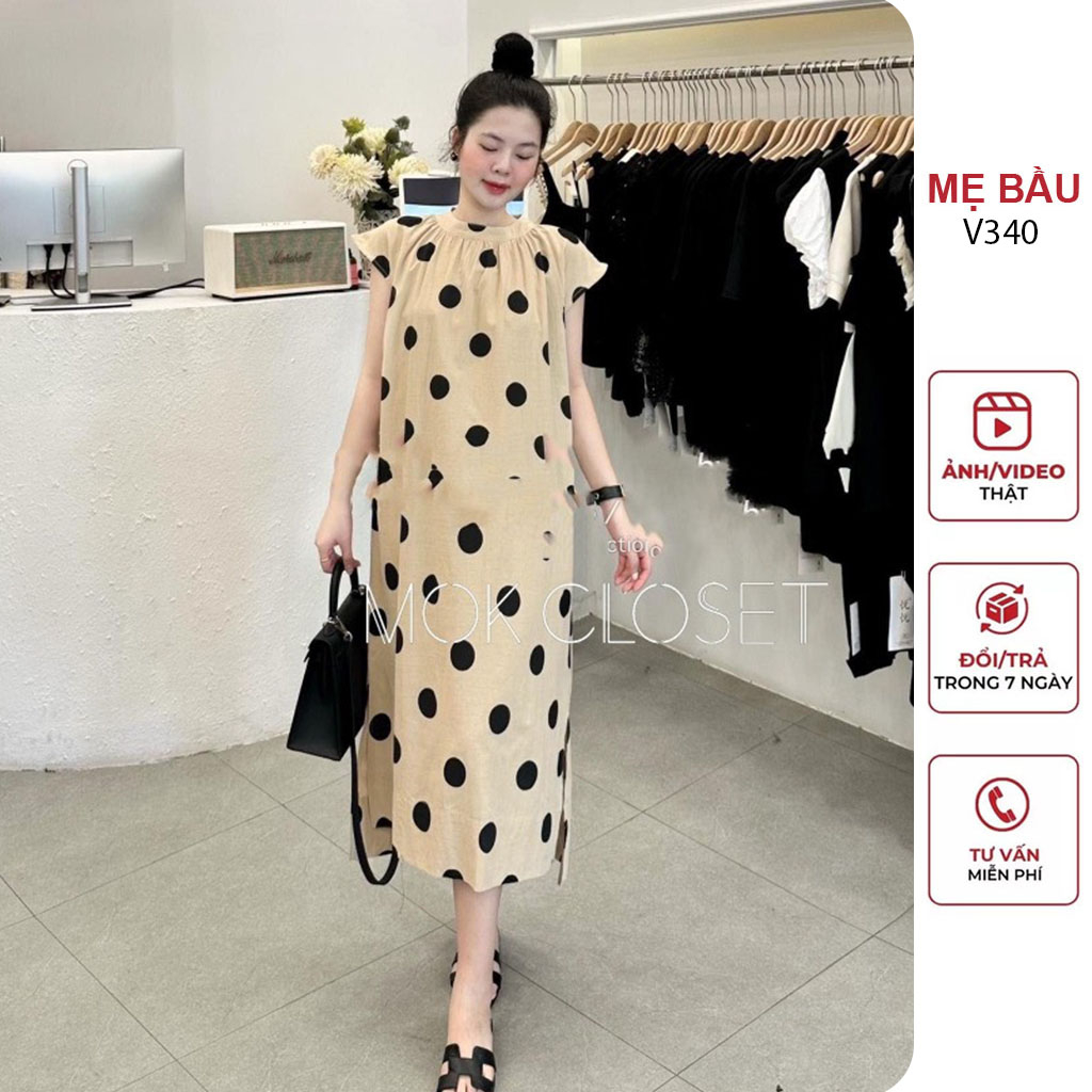 ĐẦM VÁY BẦU CÔNG SỞ MÙA HÈ DÁNG SUÔNG DÀI CHẤT MỀM MÁT - ĐẦM BẦU XINH DỰ TIỆC THỜI TRANG THIẾT KẾ FREESIZE