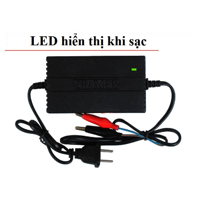 Sạc bình ắc quy 12v cho xe máy, ôt ô chống ngược cực có Led báo trạn thái khi đầy (Đen