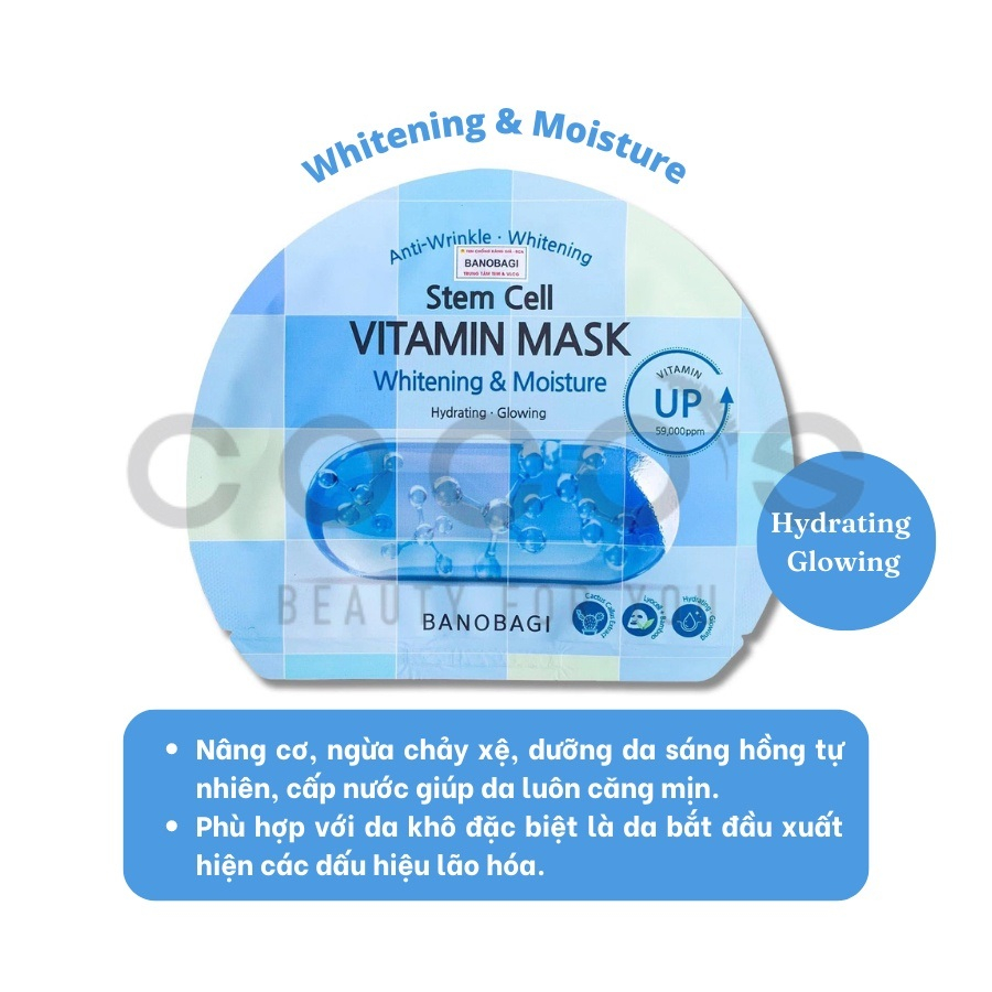 Mặt Nạ Banobagi Dưỡng Sáng Và Cấp Ẩm Cho Da Stem Cell Vitamin Mask 30g - Whitening and Moisture (BIỂN CARO)