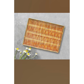 Dĩa nhựa melamine màu giả mây tre đan