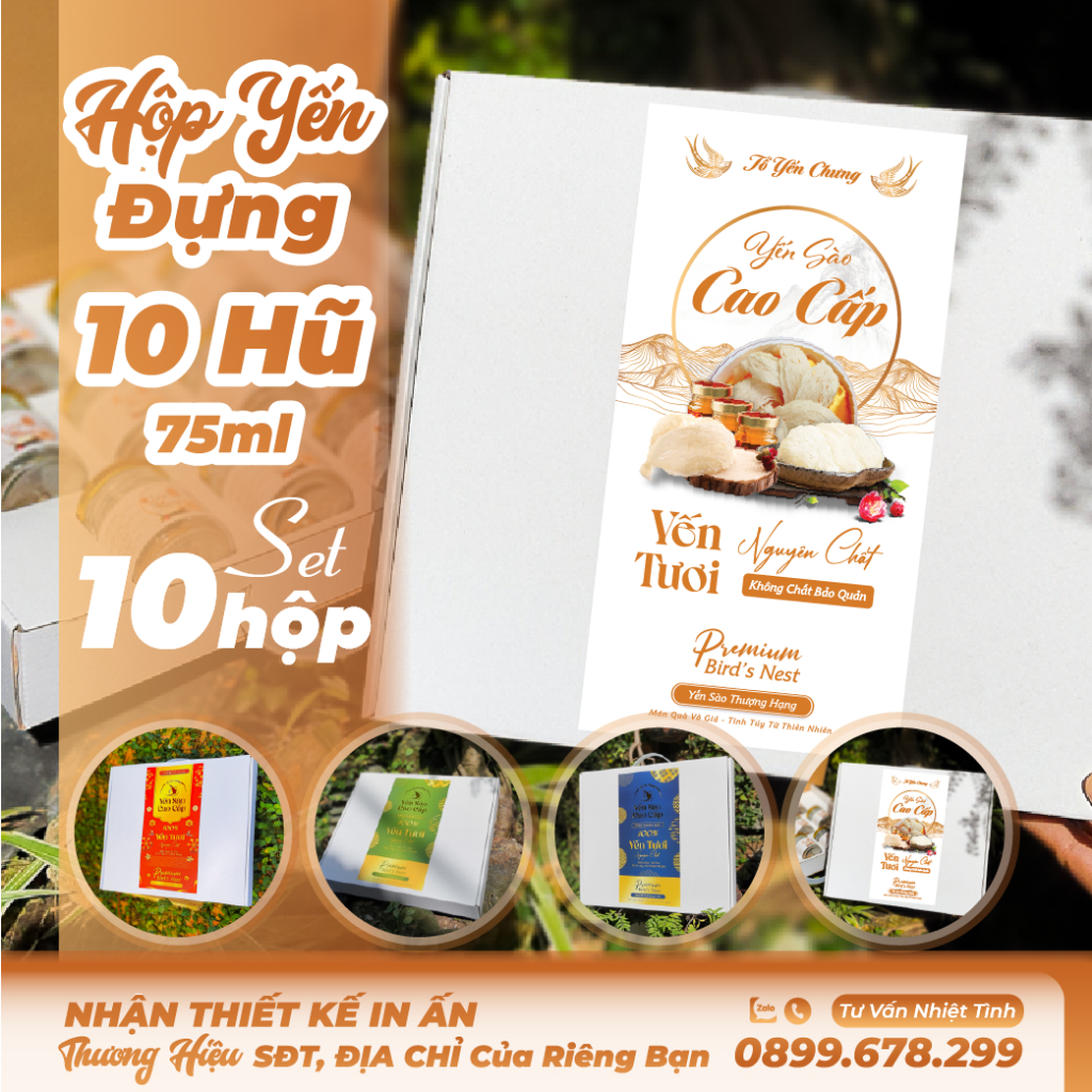 SET 10 HỘP YẾN ĐỰNG 10 HŨ 70ML