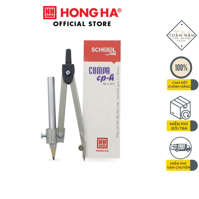 Compa bút chì gỗ học sinh Hồng Hà