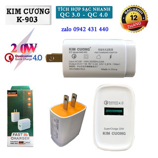 Cóc sạc nhanh Quick Charge 4.0 kim cương K903