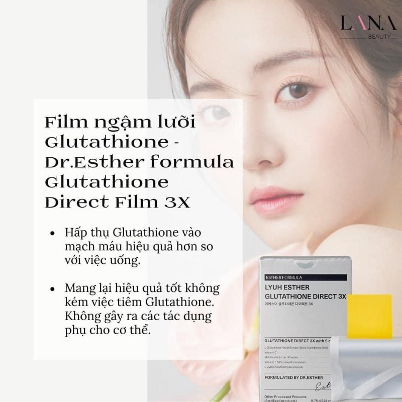 FILM NGẬM DƯỠNG SÁNG DA DR ESTHER FORMULA GLUTATHIONE DIRECT FILM 3X HỘP 30M