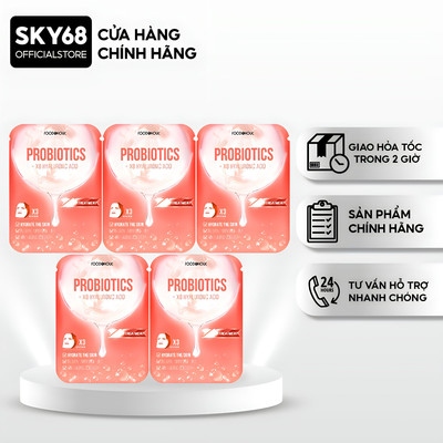 Combo 5 Mặt nạ giải cứu da, tái dạo chuyên sâu Foodaholic PROBIOTICS & HYALURONIC ACID Ample Mask 23ml x5