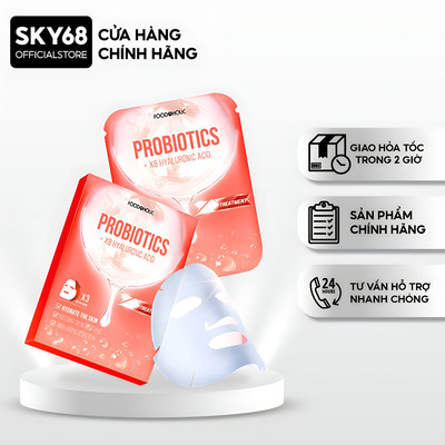 Hộp 10 Mặt nạ giải cứu da, tái dạo chuyên sâu Foodaholic PROBIOTICS & HYALURONIC ACID Ample Mask 23ml x10