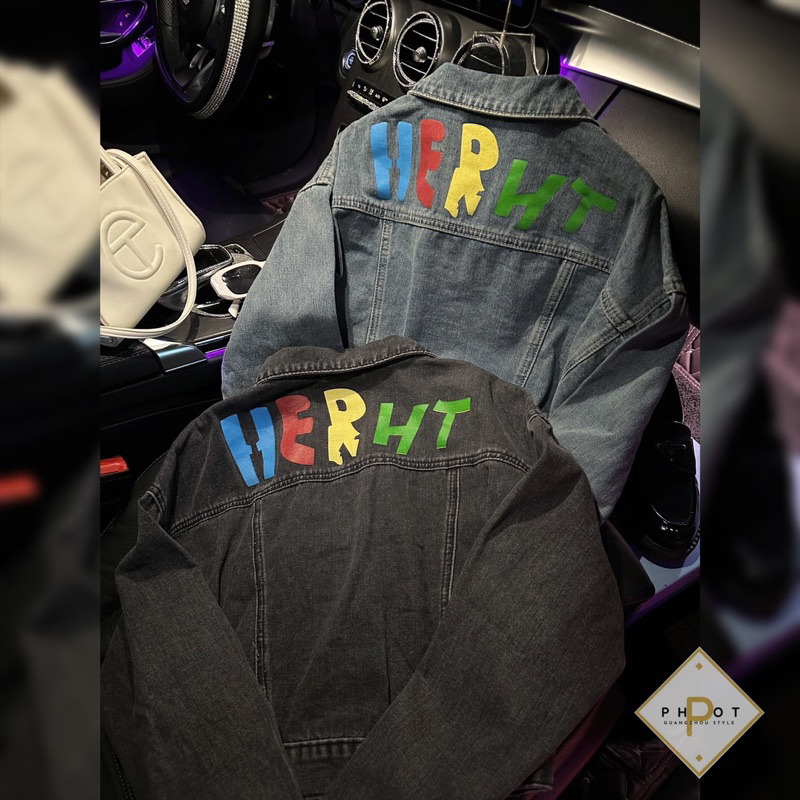 Áo khoác jean hình full màu QC