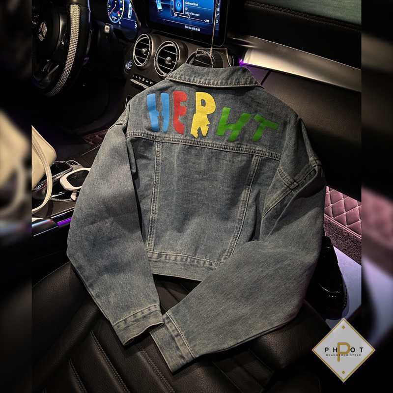 Áo khoác jean hình full màu QC