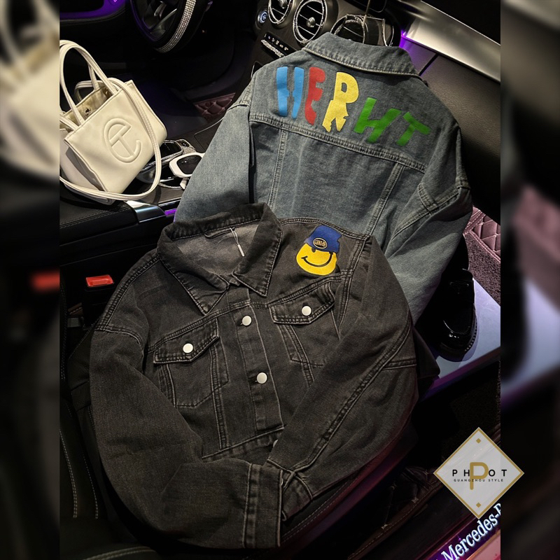 Áo khoác jean hình full màu QC