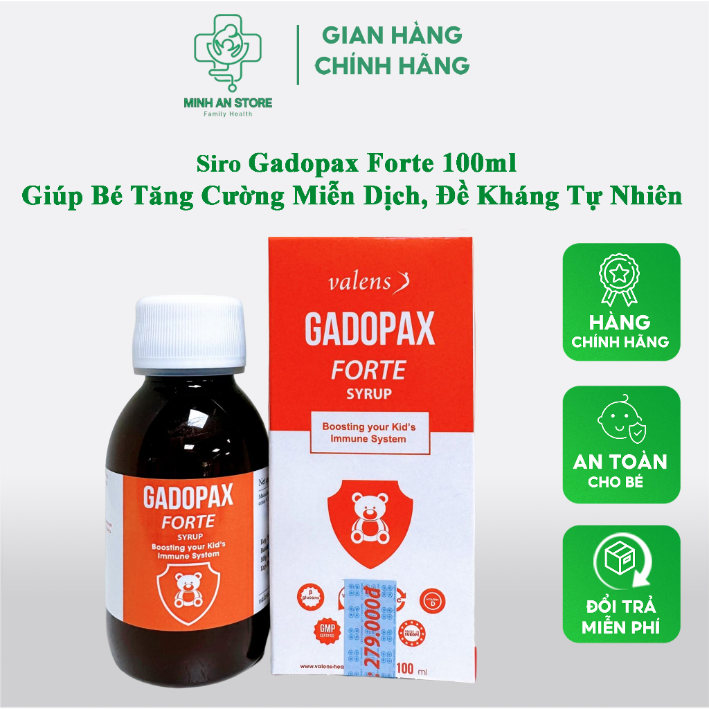 Siro Tăng Cường Đề Kháng Gadopax Forte Giúp Bé Tăng Miễn Dịch Tự Nhiên, Giảm Ốm Vặt, Chai 100 ml