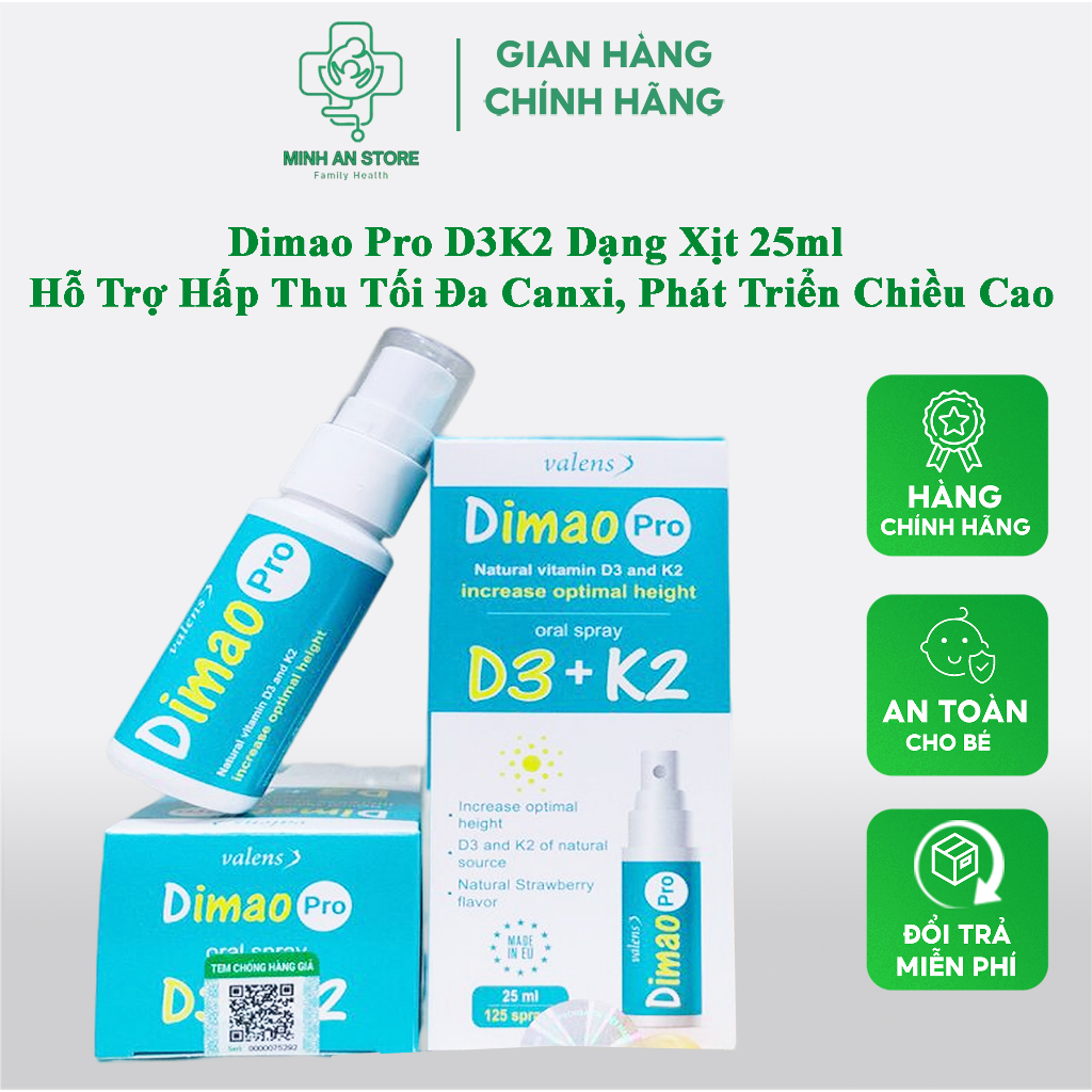 D3 K2 Dạng Xịt DIMAO Pro Oral Spray Tăng Cường Hấp Thu Canxi