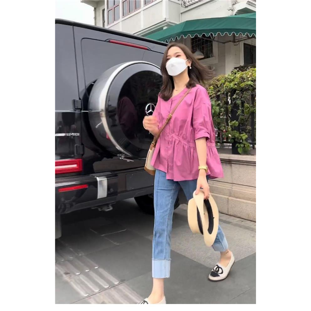 Áo sơ mi bigsize 80kg _ Áo babydoll form rộng rãi, mặc thoải mái AO45