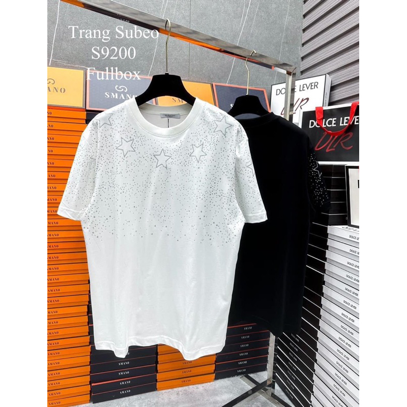 Áo thun cotton khô đính đá sao full cổ