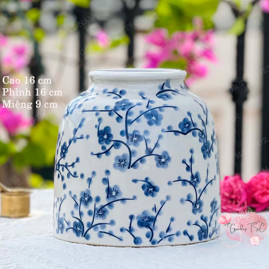 Bình hoa gốm sứ phong cách Nhật nhiều mẫu chuông, hút lộc... Lọ cắm hoa Bát Tràng decor trang trí phòng khách đẹp