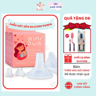 Phễu hút sữa silicone Mini pum, bộ sản phẩm bao gồm 2 phễu, 4 đệm giảm size phễu, HDSD