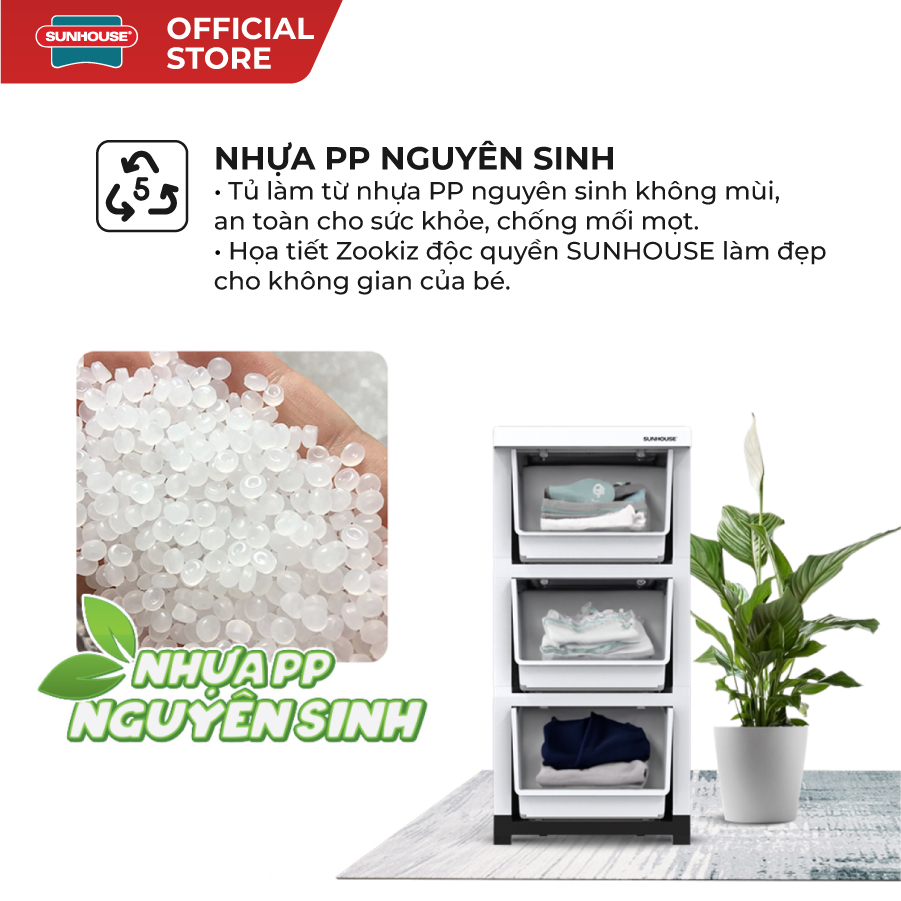 Tủ nhựa sơ sinh 3 ngăn Happy Baby Sunhouse KS-CA343G3