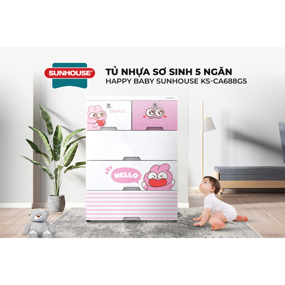 Tủ nhựa sơ sinh 5 ngăn Happy Baby Sunhouse KS-CA688B5