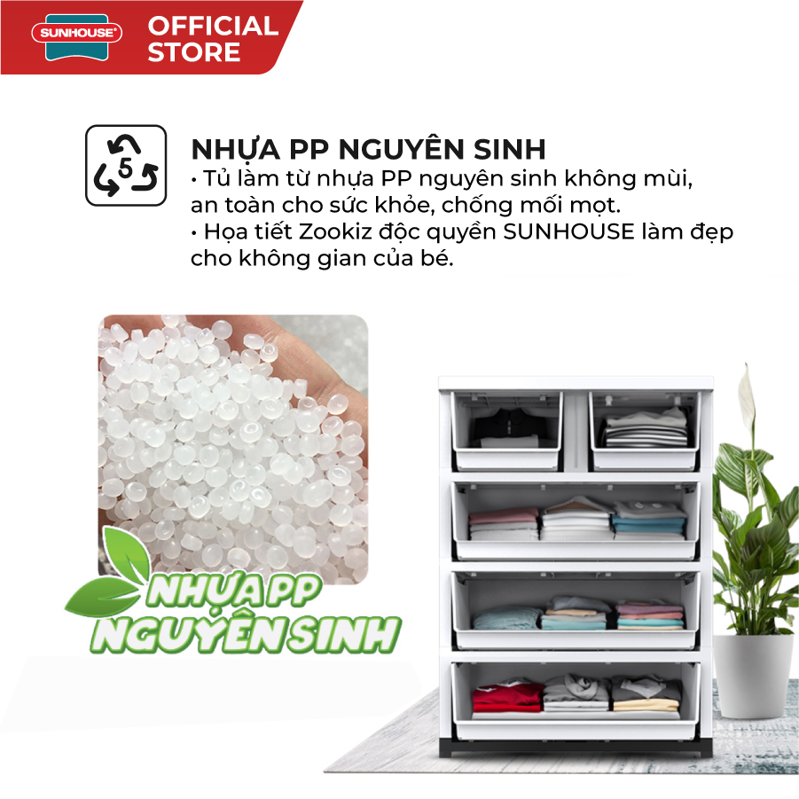 Tủ nhựa sơ sinh 5 ngăn Happy Baby Sunhouse KS-CA688B5