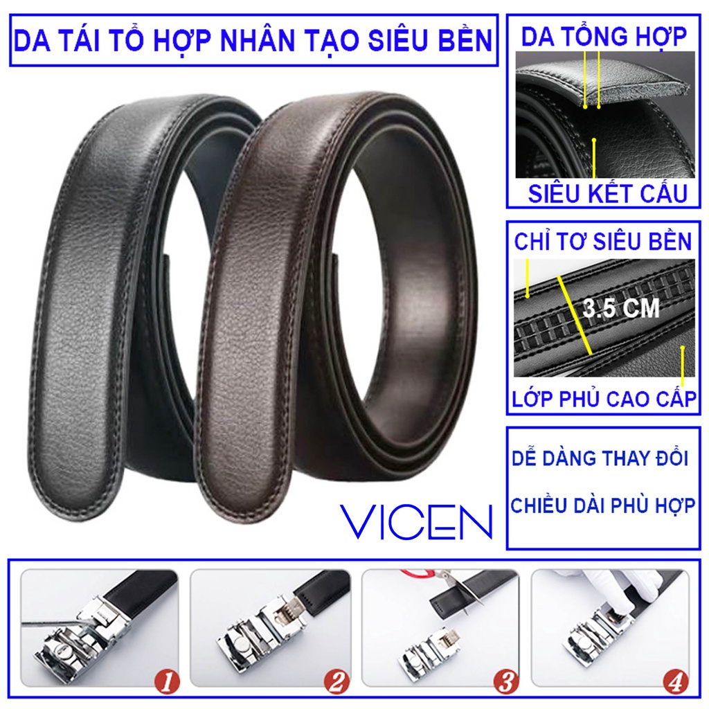 Thắt Lưng Nam Đẹp Sale 99K Da Mềm Khóa Tự Động Không Rỉ Vicenzo, Dây Thắt Lưng Nịt Da Nam Bảo Hành Lỗi 1 Đổi 1