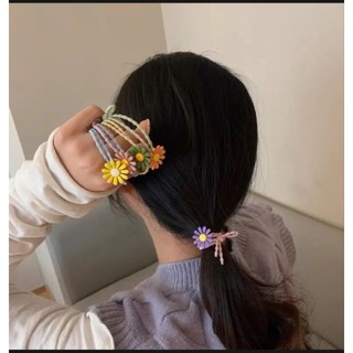 Combo 10 Sợi thun buột tóc hoa cúc nhiều màu