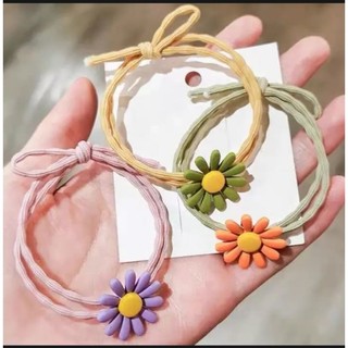 Combo 10 Sợi thun buột tóc hoa cúc nhiều màu