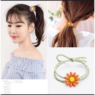 Combo 10 Sợi thun buột tóc hoa cúc nhiều màu