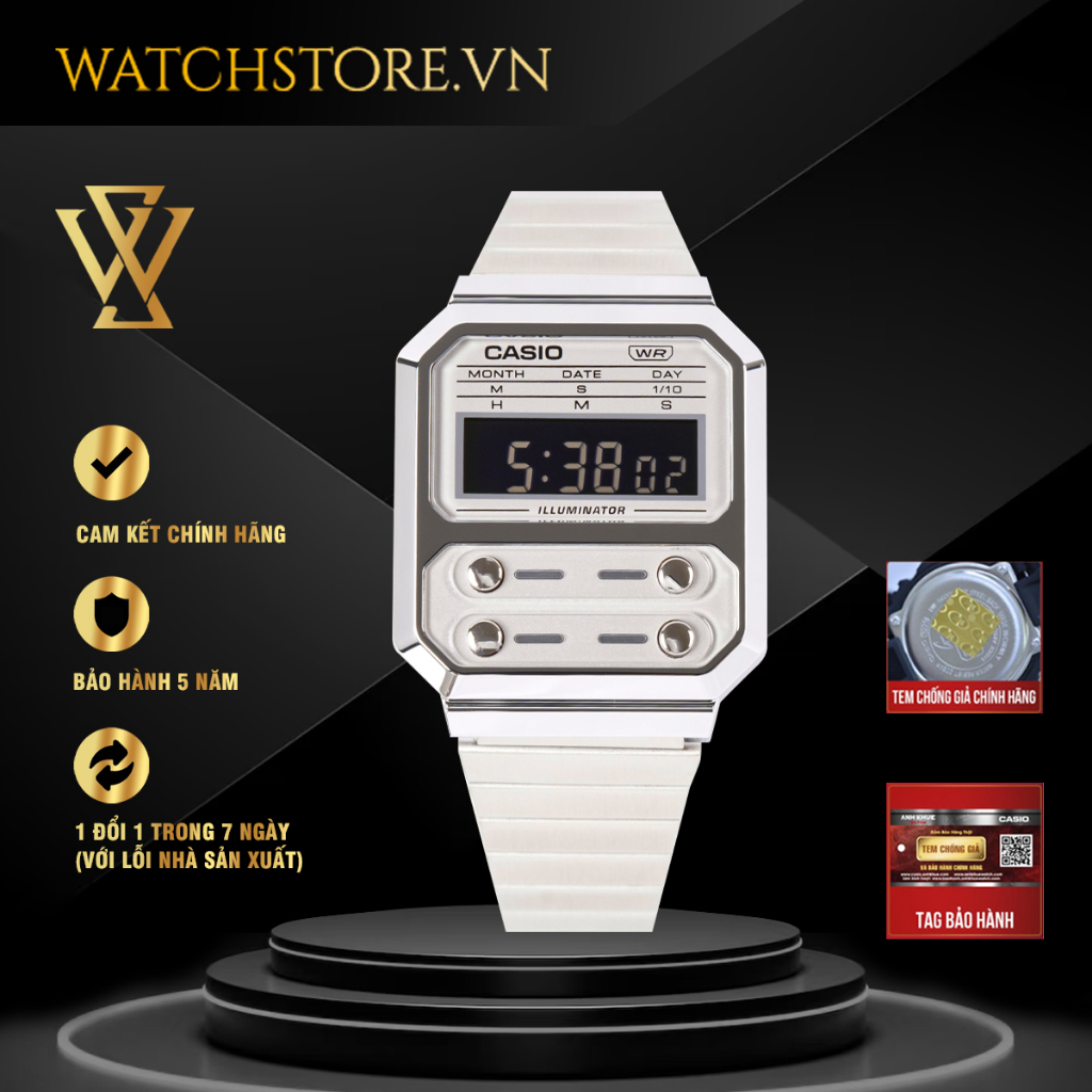Đồng Hồ Casio WATCHSTORE A100WE-7BDF Mặt Kính Khoáng 32.5mm Phong Cách Trẻ trung, Cá Tính , Classic Cổ Điển