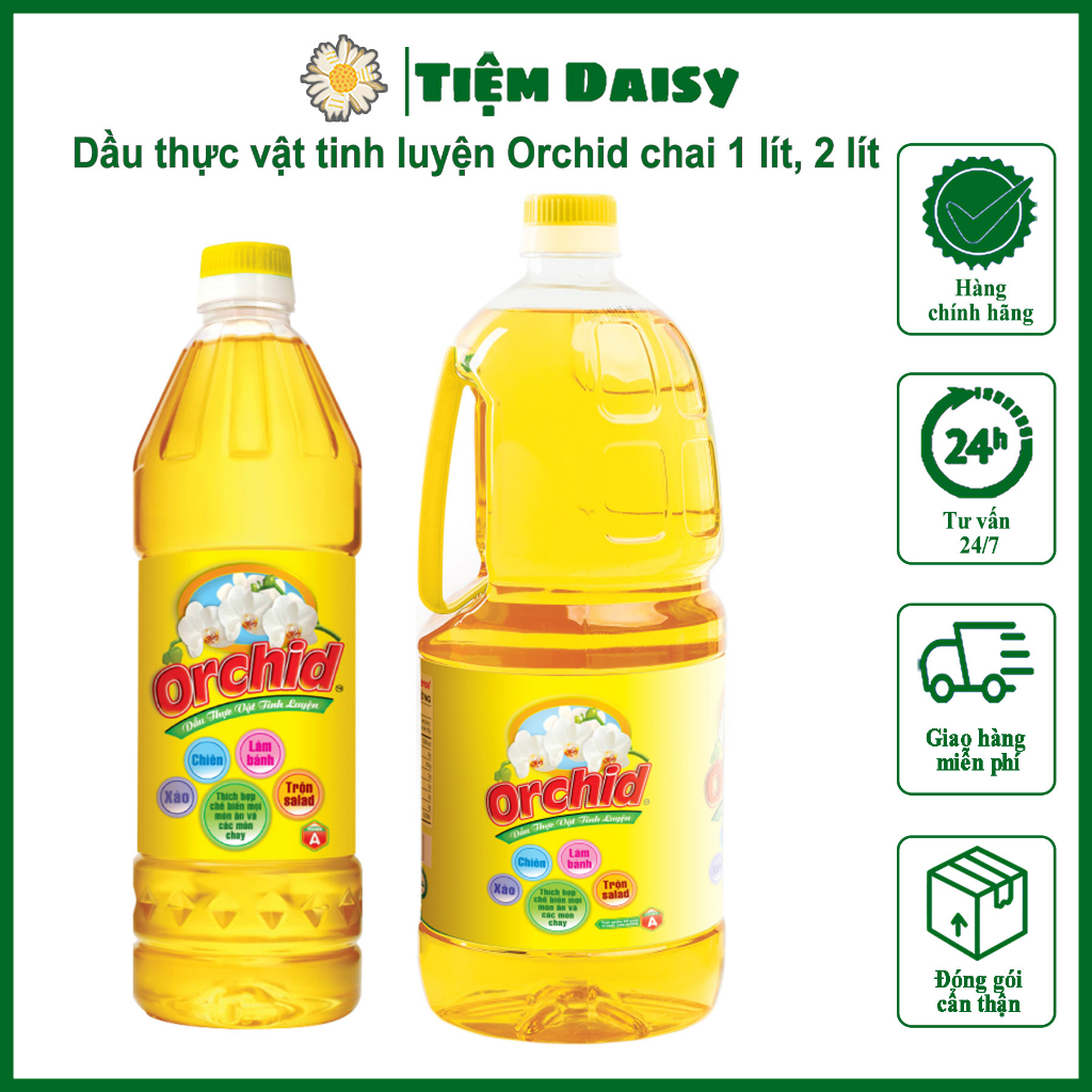 Dầu ăn/ dầu thực vật Orchid chai 0,88 lít và 2 lít